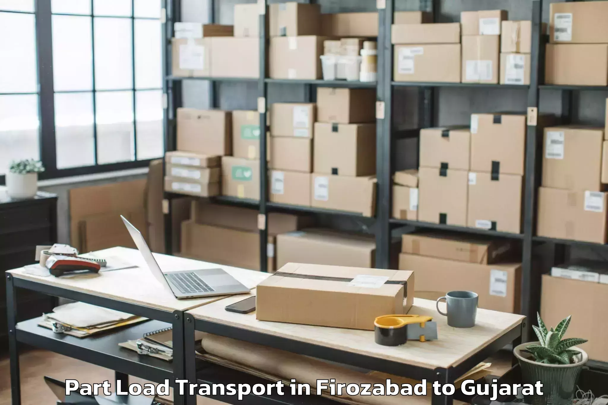 Trusted Firozabad to Khambhaliya Part Load Transport